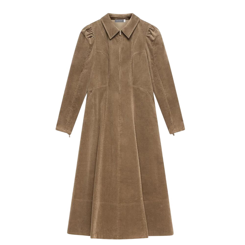 Mint Velvet Brown Corduroy Midi Dress